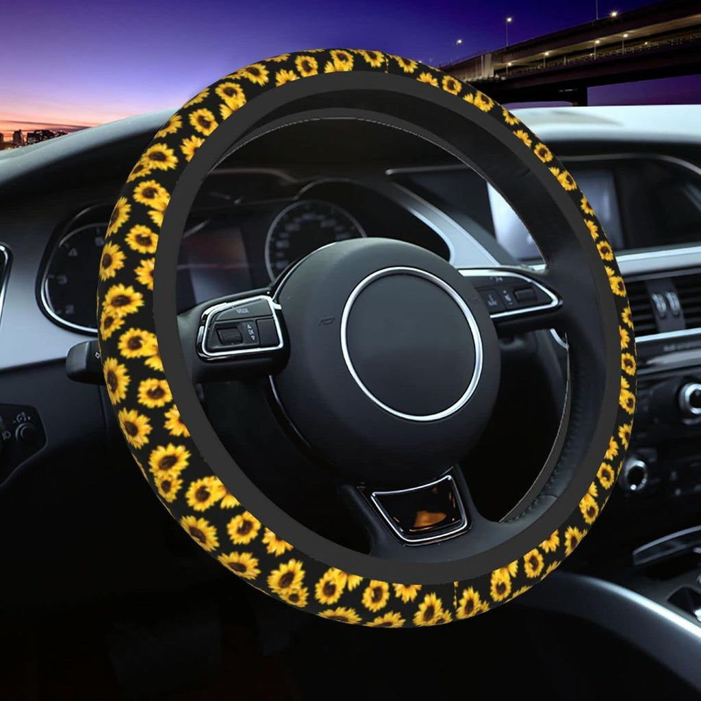 Sunflower Steering Wheel Cover 15 Inch Universal Neoprene Steering Wheel Covers for Women Men Car Steering Wheel Wrap Car Interior Protection Accessories anti Slip Fit Cars Truck Suvs