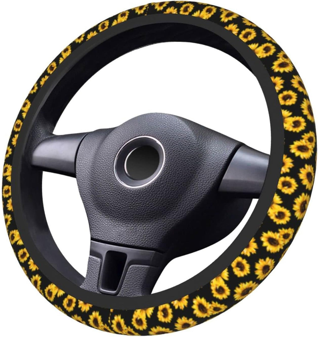 Sunflower Steering Wheel Cover 15 Inch Universal Neoprene Steering Wheel Covers for Women Men Car Steering Wheel Wrap Car Interior Protection Accessories anti Slip Fit Cars Truck Suvs